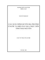 Cải cách chính quyền địa phương ở nước ta hiện nay qua thực tiễn tỉnh Thái Nguyên