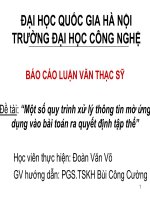 Một số quy trình xử lý thông tin mờ ứng dụng vào bài toán ra quyết định tập thể