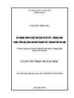 Áp dụng pháp luật hộ tịch ở cơ sở - thông qua thực tiễn địa bàn huyện Thanh Trì, Thành phố Hà Nộ