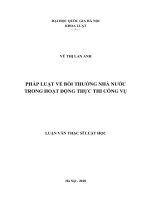 Pháp luật về bồi thường nhà nước trong hoạt động thực thi công vụ
