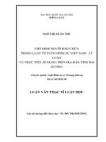 Chế định người bảo chữa trong luật tố tụng hình sự Việt Nam-lý luận và thực tiễn áp dụng trên địa bàn tỉnh Hải Dương