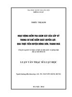 Hoạt động kiểm tra giám sát của cấp uỷ trong cơ chế kiểm soát quyền lực - qua thực tiễn huyện Đông Sơn, Thanh Hoá