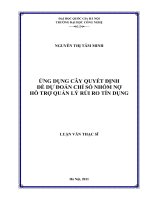 Ứng dụng cây quyết định để dự đoán chỉ số nhóm nợ hỗ trợ quản lý rủi ro tín dụng