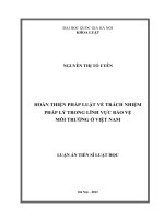 Hoàn thiện pháp luật về trách nhiệm pháp lý trong lĩnh vực bảo vệ môi trường ở Việt Nam