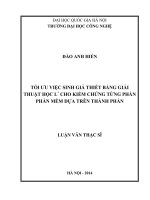 Tối ưu việc sinh giả thiết bằng giải thuật học L cho kiểm chứng từng phần phần mềm dựa trên thành phần