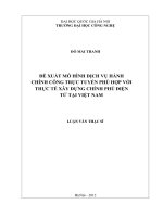 Đề xuất mô hình dịch vụ hành chính công trực tuyến phù hợp với thực tế xây dựng Chính Phủ điện tử tại Việt Nam