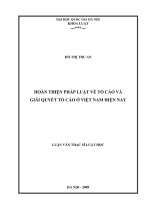 Hoàn thiện pháp luật về tố cáo và giải quyết tố cáo ở Việt Nam hiện nay