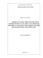 Nghiên cứu, phát triển phương pháp tính độ tương tự câu truy vấn trong hệ tìm kiếm và ứng dụng thử nghiệm vào một hệ tìm kiếm thực thể tiếng Việt
