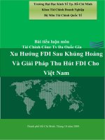 Tiểu luận Tài chính quốc tế Xu Hướng FDI Sau Khủng Hoảng Và Giải Pháp Thu Hút FDI Cho  Việt Nam