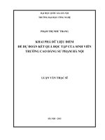 Khai phá dữ liệu điểm để dự đoán kết quả học tập của Sinh viên trường Cao đẳng Sư phạm Hà Nội