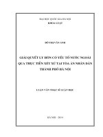 Giải quyết ly hôn có yếu tố nước ngoài qua thực tiễn xét xử tại Toà án nhân dân thành phố Hà Nội