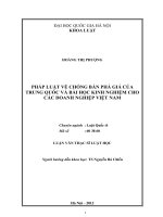 Pháp luật về chống bán phá giá của Trung Quốc và bài học kinh nghiệm cho các doanh nghiệp Việt Nam