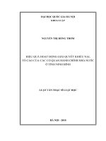 Hiệu quả hoạt động giải quyết khiếu nại, tố cáo của các cơ quan hành chính nhà nước ở Ninh Bình hiện nay