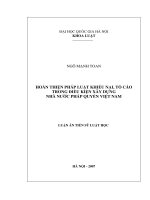 Hoàn thiện pháp luật khiếu nại, tố cáo trong điều kiện xây dựng nhà nước pháp quyền Việt Nam