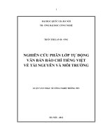 Nghiên cứu phân lớp tự động văn bản báo chí tiếng Việt về tài nguyên và môi trường