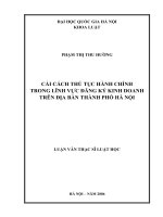 Cải cách thủ tục hành chính trong lĩnh vực đăng ký kinh doanh trên địa bàn thành phố Hà Nội