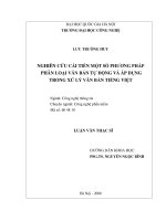 Nghiên cứu cải tiến một số phương pháp phân loại văn bản tự động và áp dụng trong xử lý văn bản tiếng Việt