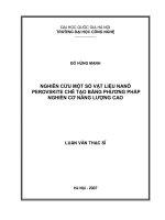 Nghiên cứu một số vật liệu NaNô Perovskite chế tạo bằng phương pháp nghiền cơ năng lượng cao