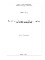 Tìm hiểu một số lớp mạng nơron nhân tạo và ứng dụng vào bài toán phân cụm mờ