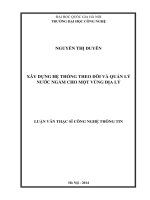 Xây dựng hệ thống theo dõi và quản lý nước ngầm cho một vùng địa lý