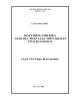 Hoạt động phổ biển, giáo dục pháp luật trên địa bàn tỉnh Thanh Hóa