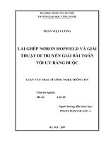 Lai ghép mạng nơron Hopfield và giải thuật di truyền giải bài toán tối ưu ràng buộc