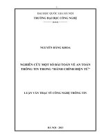 Nghiên cứu một số bài toán về an toàn thông tin trong Hành chính điện tử