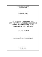 Xây dựng hệ thống thu thập lưu trữ và xử lý số liệu đo một số thông số môi trường nước nuôi trồng thủy hải sản