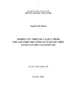 Nghiên cứu thiết kế và quy trình chế tạo chip chia công suất quang trên cơ sở vật liệu lai NaNô ASZ