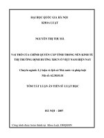 Vai trò của chính quyền cấp tỉnh trong nền kinh tế thị trường định hướng XHCN ở Việt Nam hiện nay