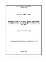 Đổi mới tổ chức và hoạt động của Uỷ ban nhân dân quận - kinh nghiệm từ thành phố Hà Nội