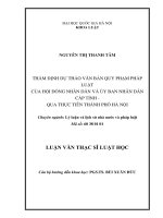 Thẩm định dự thảo văn bản quy phạm pháp luật của hội đồng nhân dân và ủy ban nhân dân cấp tỉnh-qua thực tiễn thành phố Hà Nội