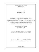 Pháp luật quốc tế, pháp luật một số quốc gia và pháp luật Việt Nam về hoạt động trợ giúp pháp lý