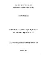 Khai phá luật kết hợp dựa trên lý thuyết đại số gia tử