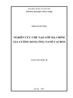 Nghiên cứu chế tạo lớp vỏ mạ crôm gia cường bằng ống nanô cacbon