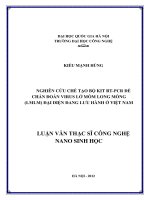 Nghiên cứu chế tạo bộ kit RT-PCR để chuẩn đoán virus lở mồm long móng (LMLM) đại diện đang lưu hành ở Việt Nam