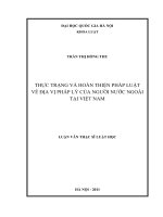 Thực trạng và hoàn thiện pháp luật về địa vị pháp lý của người nước ngoài tại Việt Nam