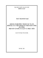 Kháng nghị phúc thẩm các vụ án hình sự của Viện kiểm sát nhân dân tỉnh Hà Tĩnh, một số vấn đề lý luận và thực tiễn