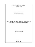 Quy trình, thủ tục xem xét, thông qua dự án luật tại kỳ họp Quốc hội