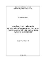 Nghiên cứu và phát triển hệ mật mã khóa công khai ứng dụng trong bảo mật dữ liệu và xác thực các giao dịch điện tử