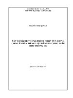 Xây dựng hệ thống trích chọn tên riêng cho văn bản tiếng Việt bằng phương pháp học thống kê
