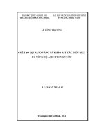 Chế tạo sợi nano vàng và khảo sát các điều kiện đo nồng độ As trong nước