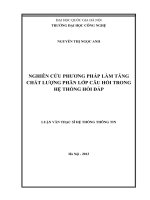 Nghiên cứu phương pháp làm tăng chất lượng phân lớp câu hỏi trong hệ thống hỏi đáp