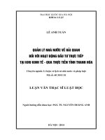 Quản lý nhà nước về hải quan đối với hoạt động đầu tư trực tiếp tại khu kinh tế - qua thực tiễn tỉnh Thanh Hóa