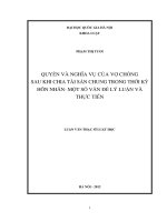 Quyền và nghĩa vụ của vợ chồng sau khi chia tài sản chung trong thời kỳ hôn nhân - một số vấn đề lý luận và thực tiễn