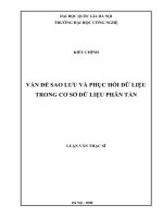 VẤN ĐỀ SAO LƯU VÀ PHỤC HỒI DỮ LIỆU TRONG CƠ SỞ DỮ LIỆU PHÂN TÁN