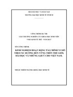 Kinh nghiệm hoạt động tài chính vi mô theo xu hướng bền vững trên thế giới