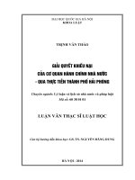 Giải quyết khiếu nại của cơ quan hành chính nhà nước – qua thực tiễn thành phố Hải Phòng