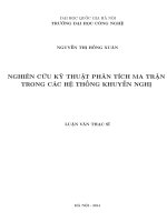 Nghiên cứu kỹ thuật phân tích ma trận trong các hệ thống khuyến nghị