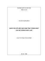 Quốc hội với việc bảo đảm tính thống nhất của hệ thống pháp luật
